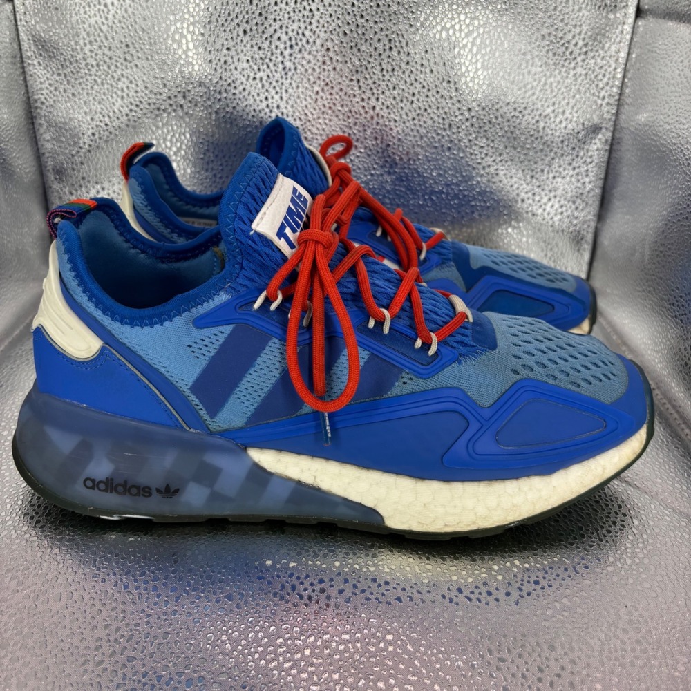 Adidas ZX 2K Boost Ninja Time In Hyper Blue Mens Running Shoes FZ1883 Size 8.5 - Picture 1 of 7